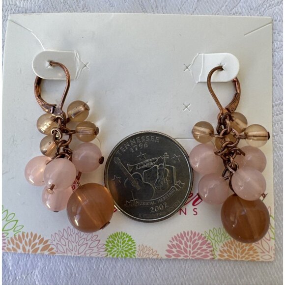 Premier Designs Light Pink Gold Cluster Bead Earrings Dangle 1.5" NEW - Picture 8 of 9